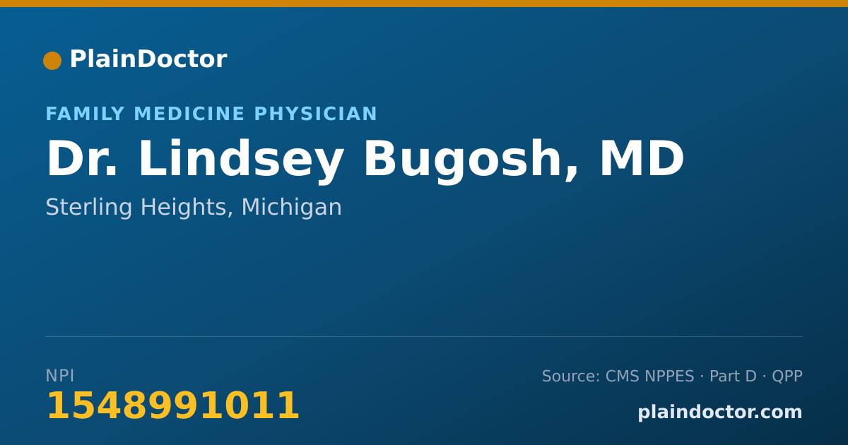 Shareable card for Lindsey Bugosh, MD - Family Medicine Physician, Sterling Heights, MI