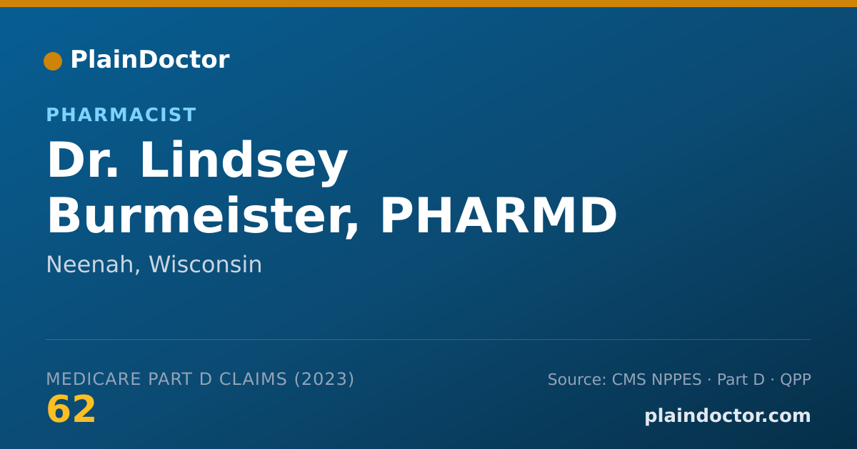 Shareable card for Lindsey Burmeister, PHARMD - Pharmacist, Neenah, WI