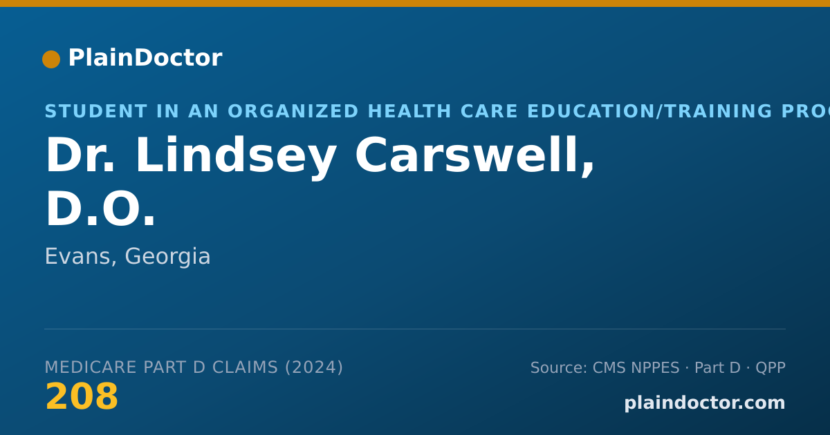 Shareable card for Lindsey Carswell, D.O. - Student in an Organized Health Care Education/Training Program, Evans, GA