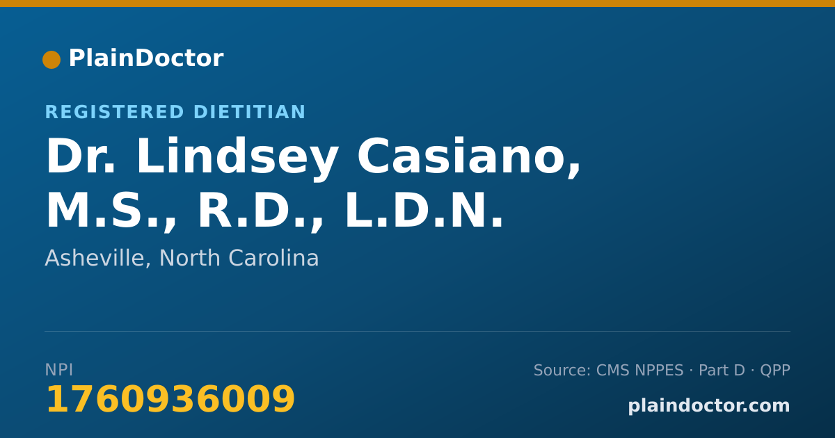 Shareable card for Lindsey Casiano, M.S., R.D., L.D.N. - Registered Dietitian, Asheville, NC