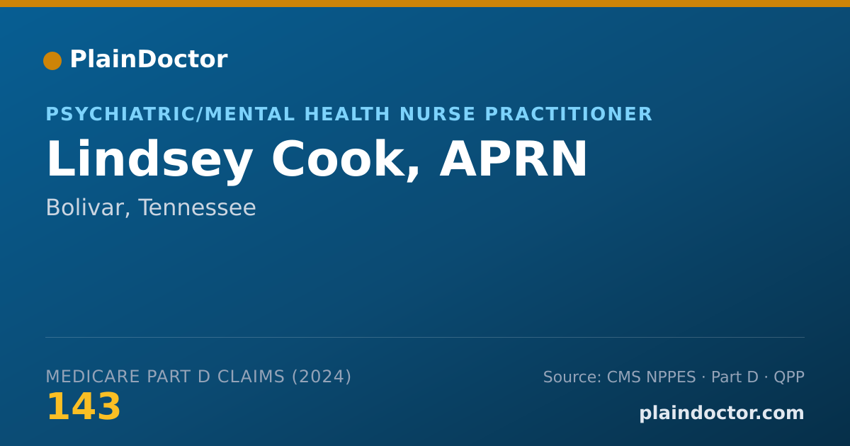 Shareable card for Lindsey Cook, APRN - Psychiatric/Mental Health Nurse Practitioner, Bolivar, TN