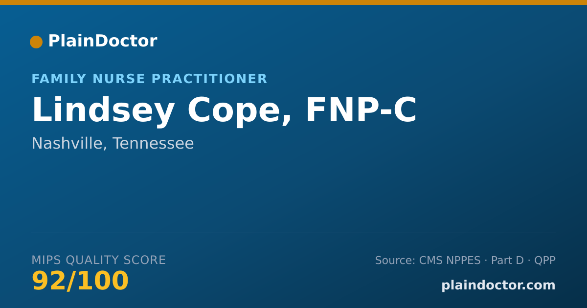 Shareable card for Lindsey Cope, FNP-C - Family Nurse Practitioner, Nashville, TN