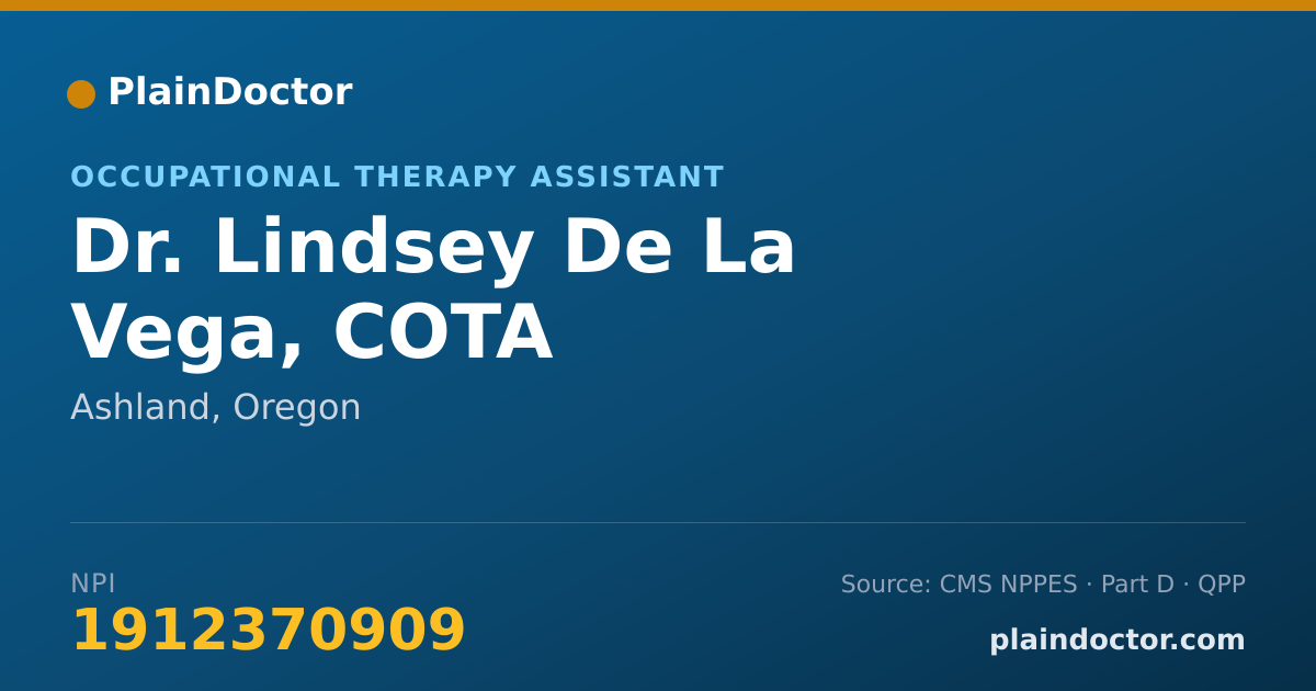 Shareable card for Lindsey De La Vega, COTA - Occupational Therapy Assistant, Ashland, OR