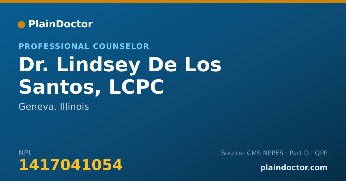 Shareable card for Lindsey De Los Santos, LCPC - Professional Counselor, Geneva, IL
