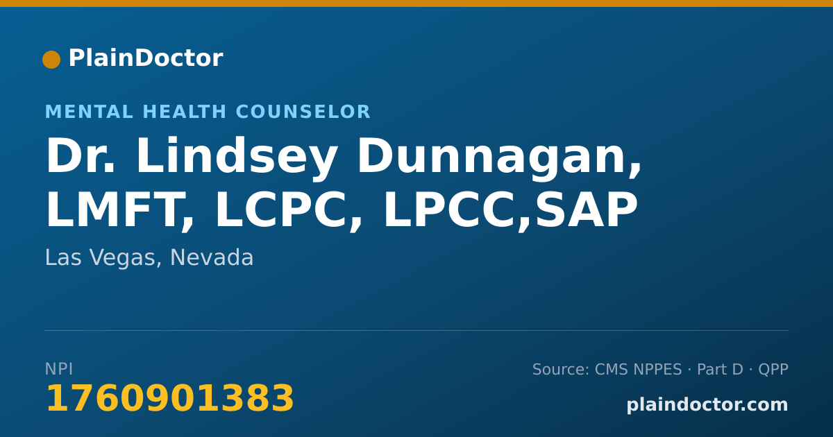 Shareable card for Lindsey Dunnagan, LMFT, LCPC, LPCC,SAP - Mental Health Counselor, Las Vegas, NV