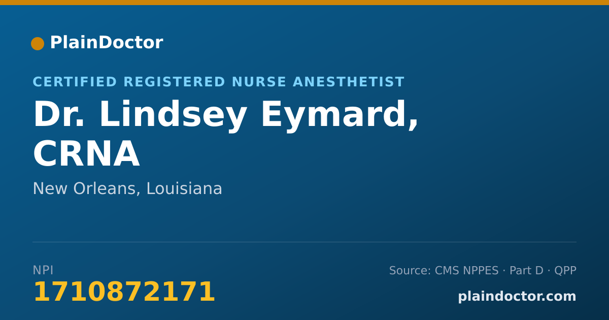 Shareable card for Lindsey Eymard, CRNA - Certified Registered Nurse Anesthetist, New Orleans, LA
