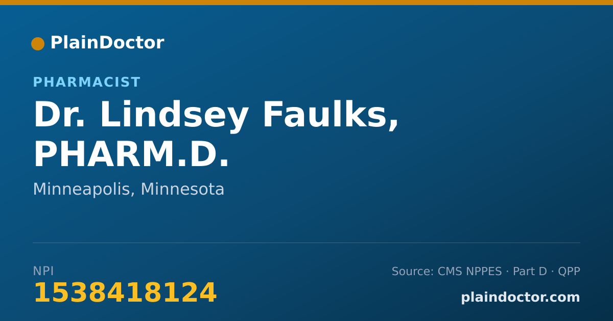 Shareable card for Lindsey Faulks, PHARM.D. - Pharmacist, Minneapolis, MN