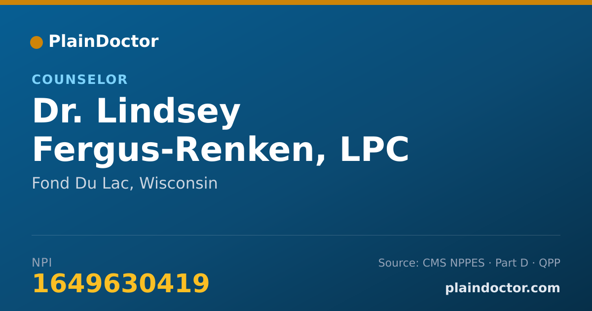 Shareable card for Lindsey Fergus-Renken, LPC - Counselor, Fond Du Lac, WI