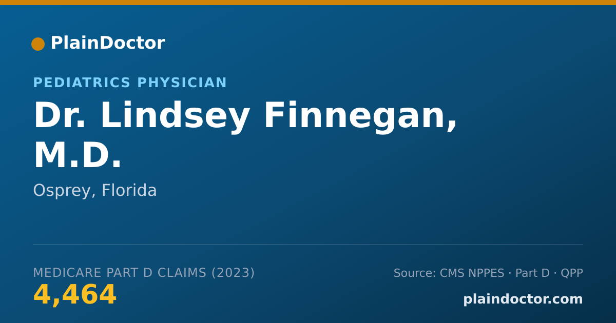 Shareable card for Lindsey Finnegan, M.D. - Pediatrics Physician, Osprey, FL
