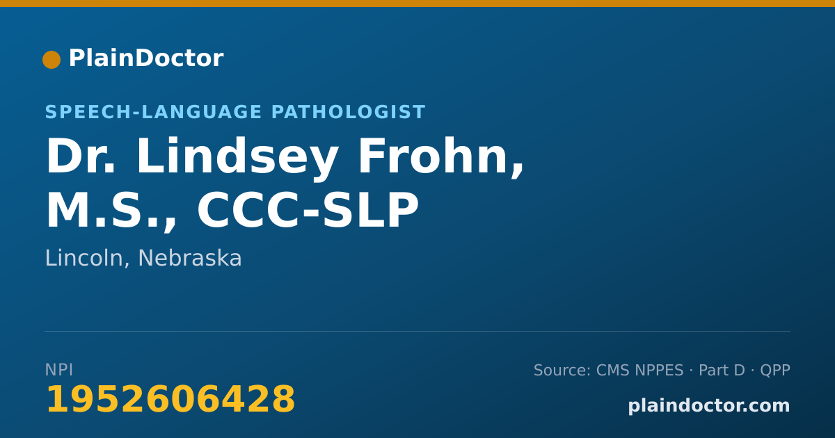 Shareable card for Lindsey Frohn, M.S., CCC-SLP - Speech-Language Pathologist, Lincoln, NE