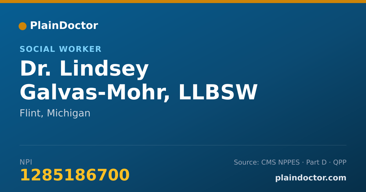 Shareable card for Lindsey Galvas-Mohr, LLBSW - Social Worker, Flint, MI