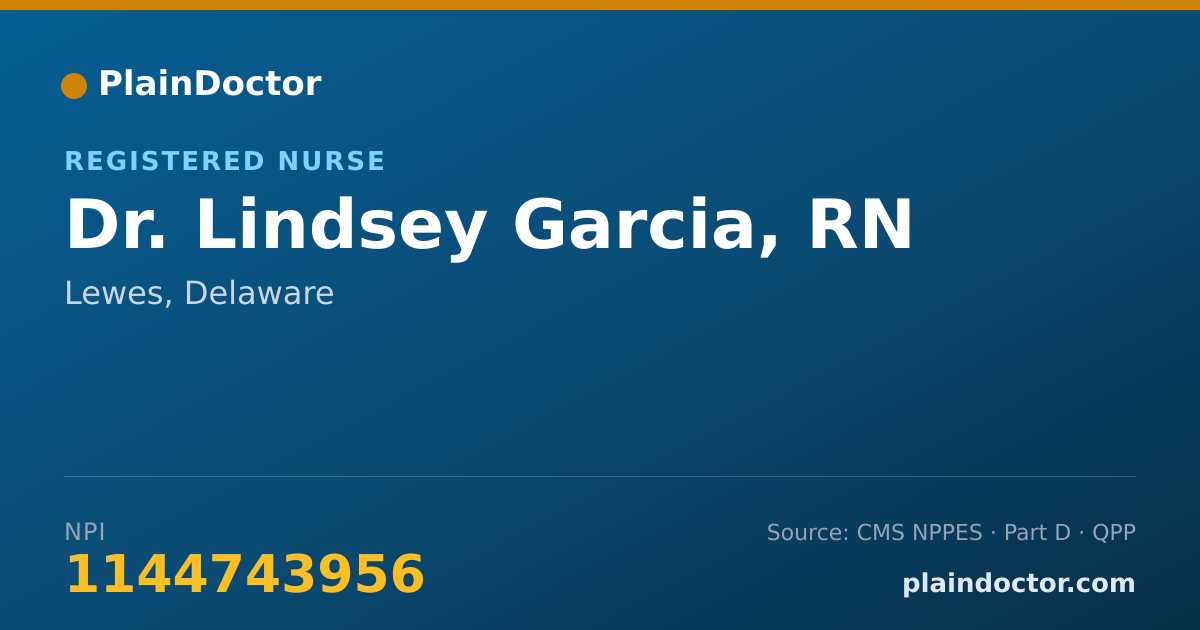 Shareable card for Lindsey Garcia, RN - Registered Nurse, Lewes, DE