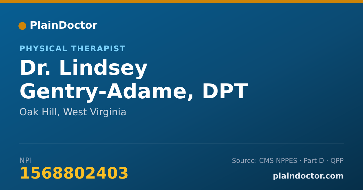 Shareable card for Lindsey Gentry-Adame, DPT - Physical Therapist, Oak Hill, WV