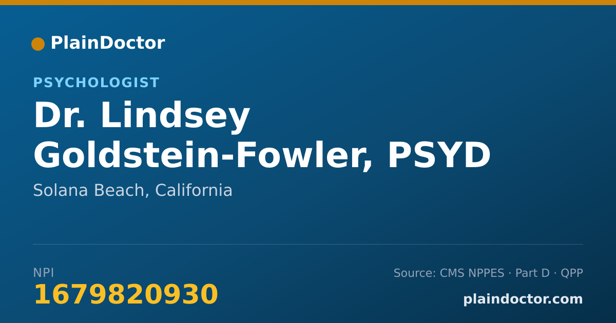 Shareable card for Lindsey Goldstein-Fowler, PSYD - Psychologist, Solana Beach, CA