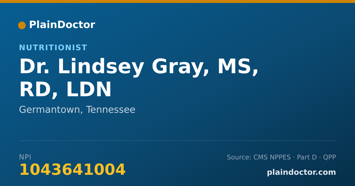 Shareable card for Lindsey Gray, MS, RD, LDN - Nutritionist, Germantown, TN