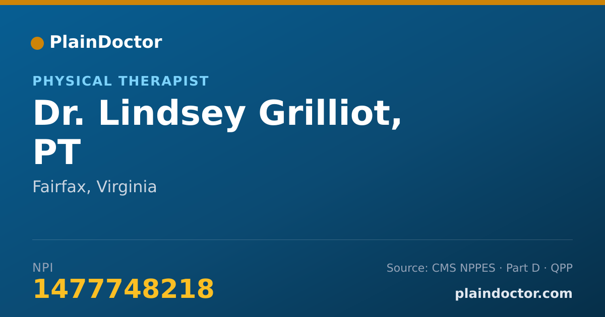 Shareable card for Lindsey Grilliot, PT - Physical Therapist, Fairfax, VA