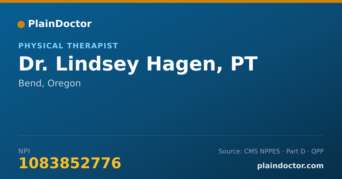 Shareable card for Lindsey Hagen, PT - Physical Therapist, Bend, OR