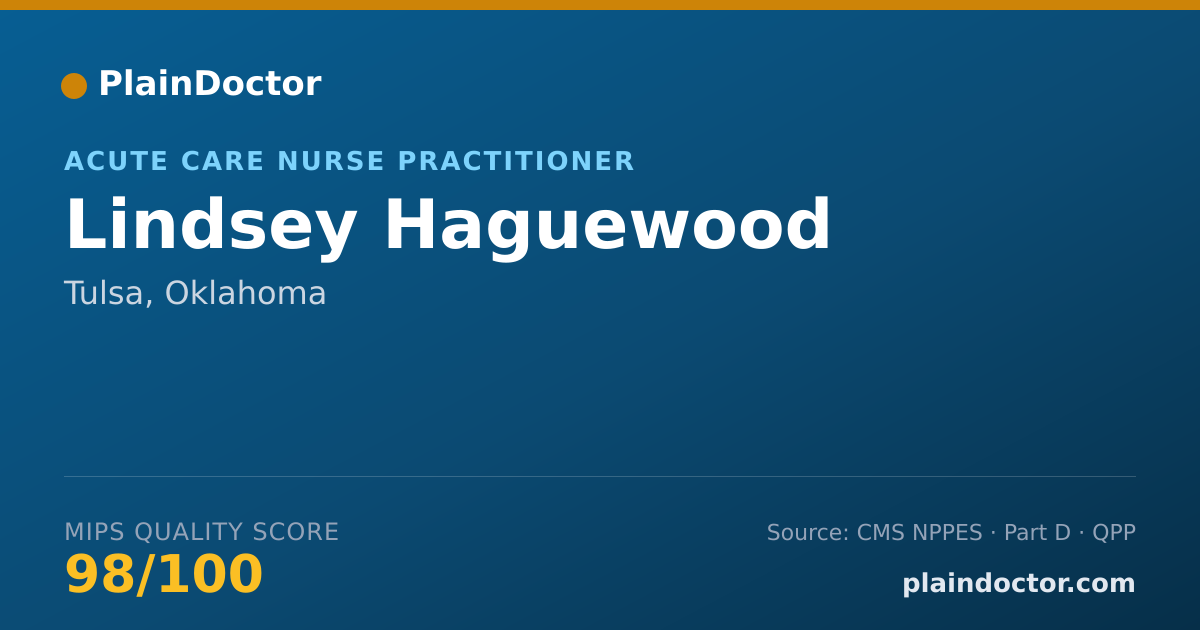 Shareable card for Lindsey Haguewood - Acute Care Nurse Practitioner, Tulsa, OK