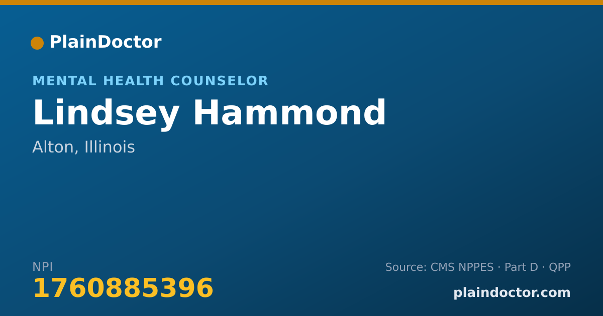 Shareable card for Lindsey Hammond - Mental Health Counselor, Alton, IL