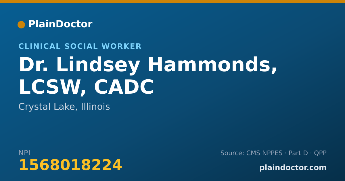 Shareable card for Lindsey Hammonds, LCSW, CADC - Clinical Social Worker, Crystal Lake, IL