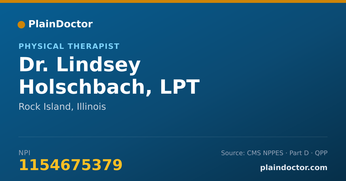 Shareable card for Lindsey Holschbach, LPT - Physical Therapist, Rock Island, IL