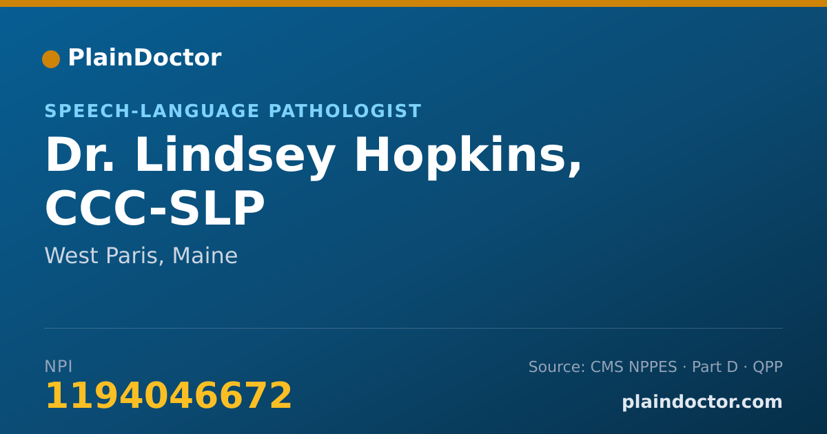 Shareable card for Lindsey Hopkins, CCC-SLP - Speech-Language Pathologist, West Paris, ME