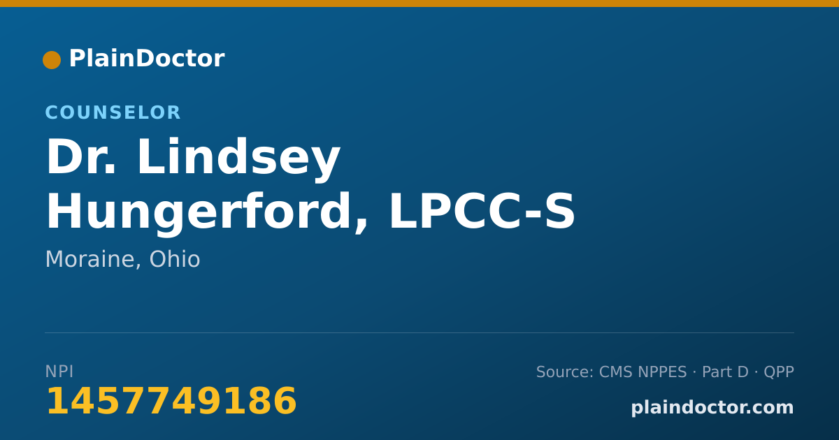 Shareable card for Lindsey Hungerford, LPCC-S - Counselor, Moraine, OH