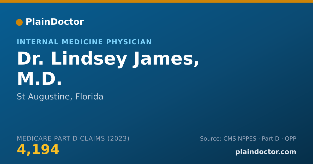 Shareable card for Lindsey James, M.D. - Internal Medicine Physician, St Augustine, FL