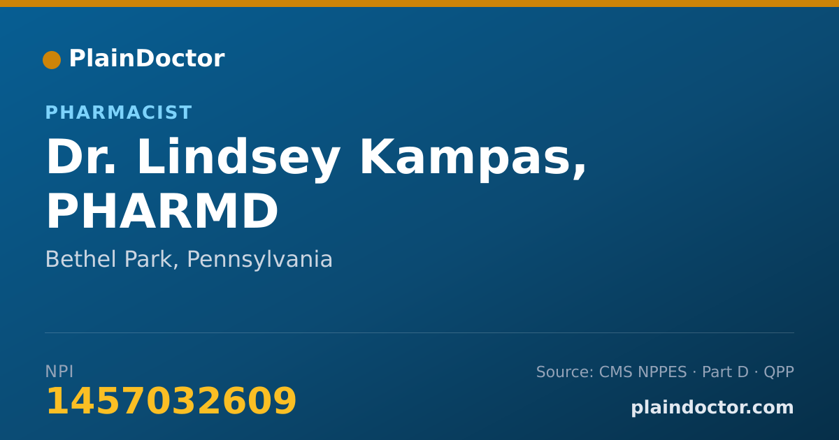 Shareable card for Lindsey Kampas, PHARMD - Pharmacist, Bethel Park, PA