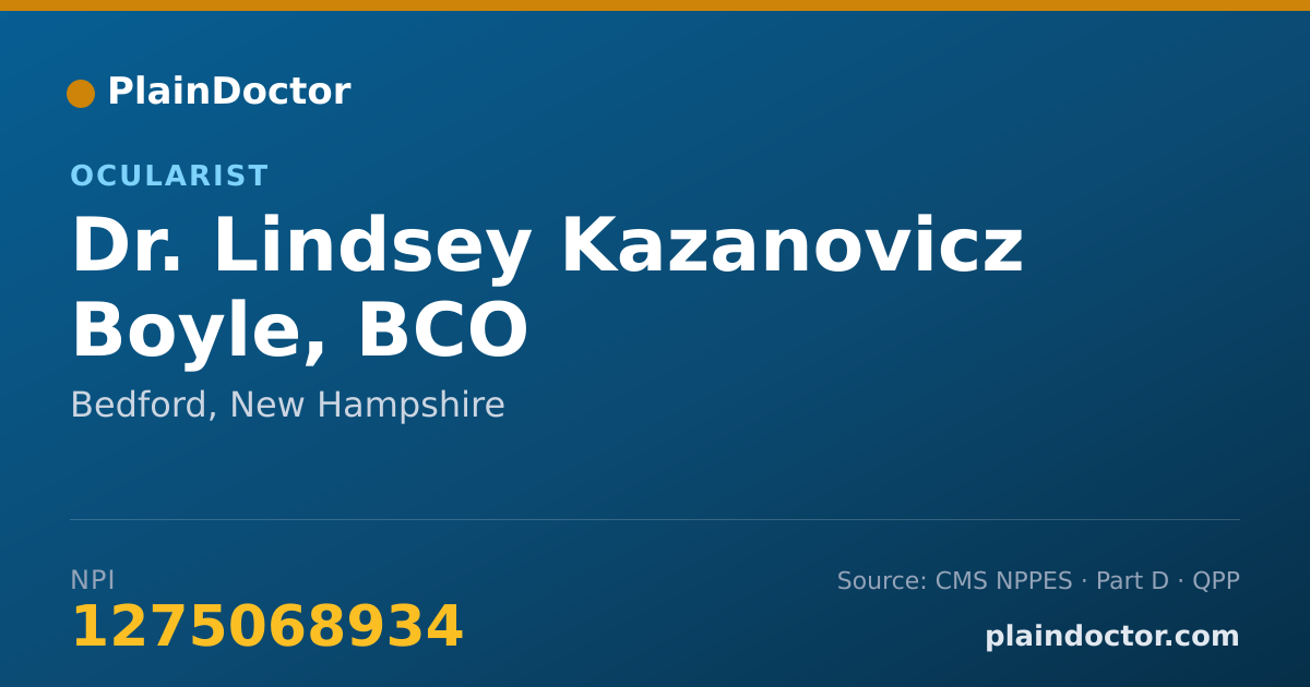 Shareable card for Lindsey Kazanovicz Boyle, BCO - Ocularist, Bedford, NH