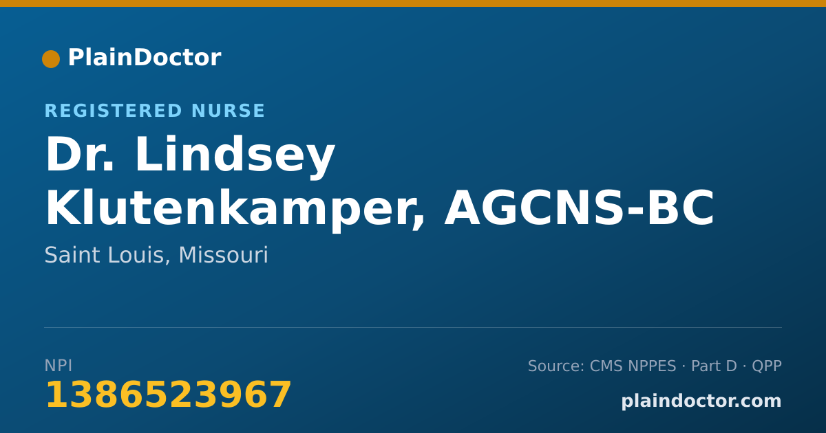 Shareable card for Lindsey Klutenkamper, AGCNS-BC - Registered Nurse, Saint Louis, MO