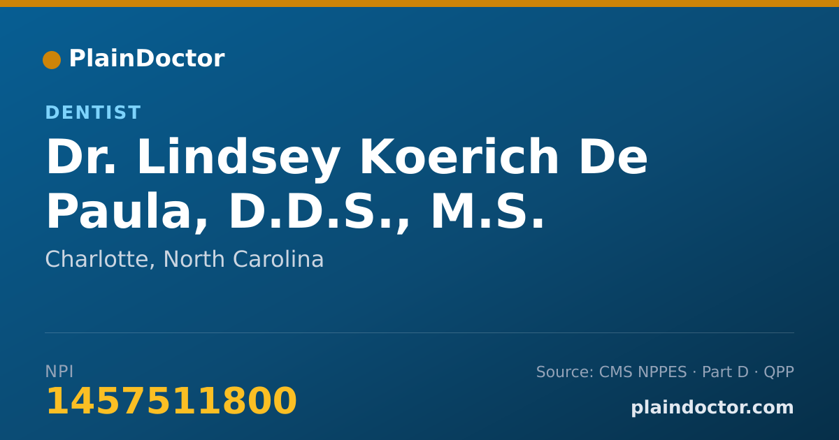 Shareable card for Lindsey Koerich De Paula, D.D.S., M.S. - Dentist, Charlotte, NC