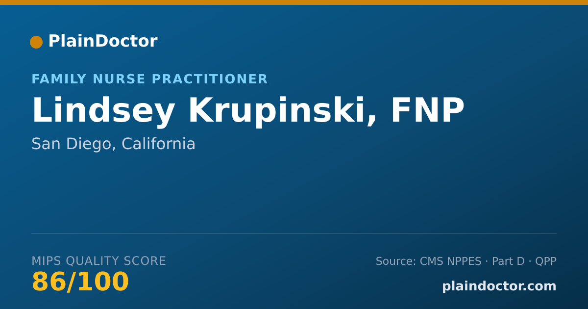 Shareable card for Lindsey Krupinski, FNP - Family Nurse Practitioner, San Diego, CA
