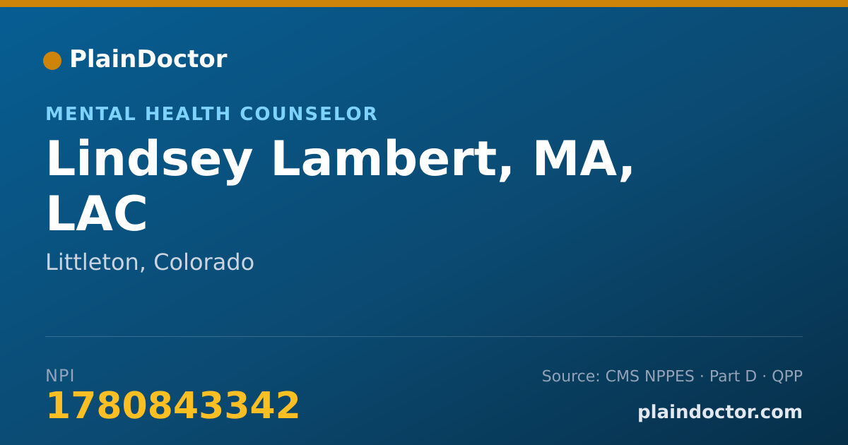 Shareable card for Lindsey Lambert, MA, LAC - Mental Health Counselor, Littleton, CO