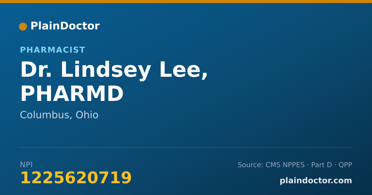 Shareable card for Lindsey Lee, PHARMD - Pharmacist, Columbus, OH