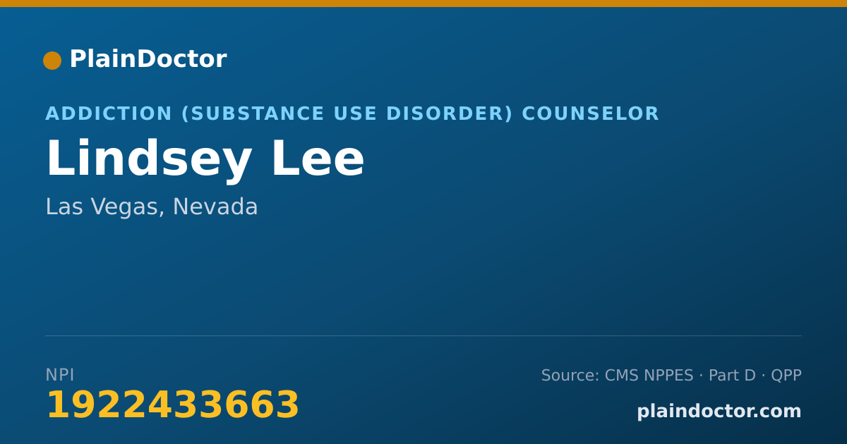 Shareable card for Lindsey Lee - Addiction (Substance Use Disorder) Counselor, Las Vegas, NV