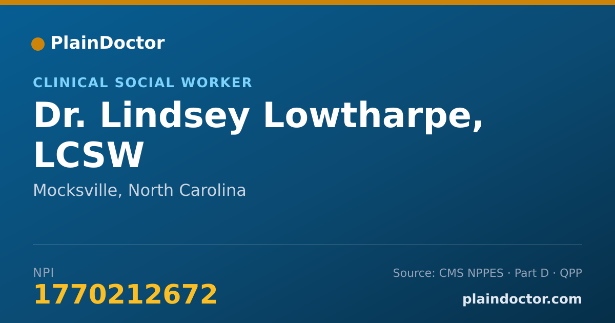 Shareable card for Lindsey Lowtharpe, LCSW - Clinical Social Worker, Mocksville, NC