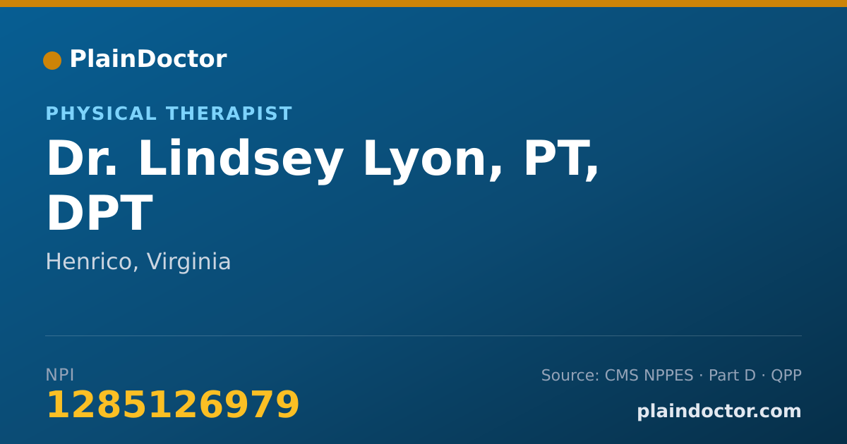 Shareable card for Lindsey Lyon, PT, DPT - Physical Therapist, Henrico, VA