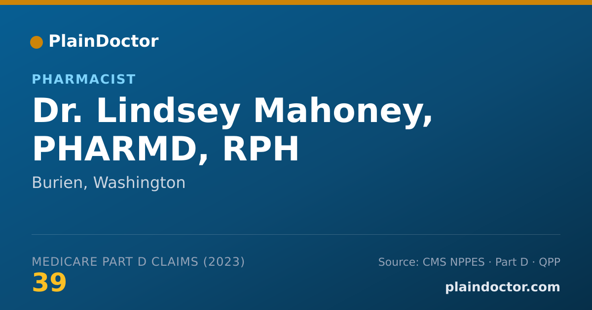 Shareable card for Lindsey Mahoney, PHARMD, RPH - Pharmacist, Burien, WA