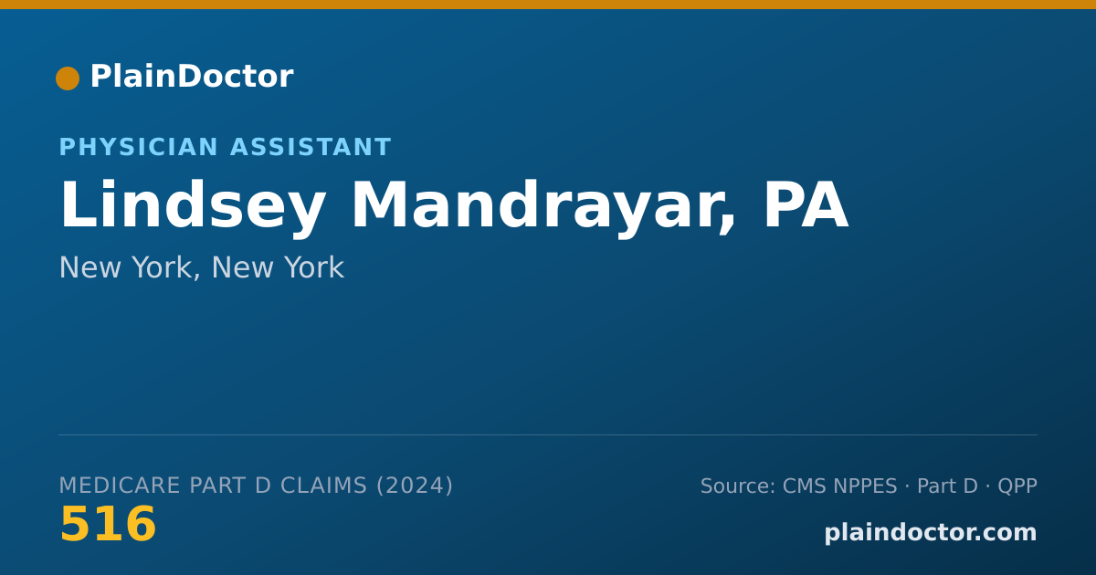Shareable card for Lindsey Mandrayar, PA - Physician Assistant, New York, NY