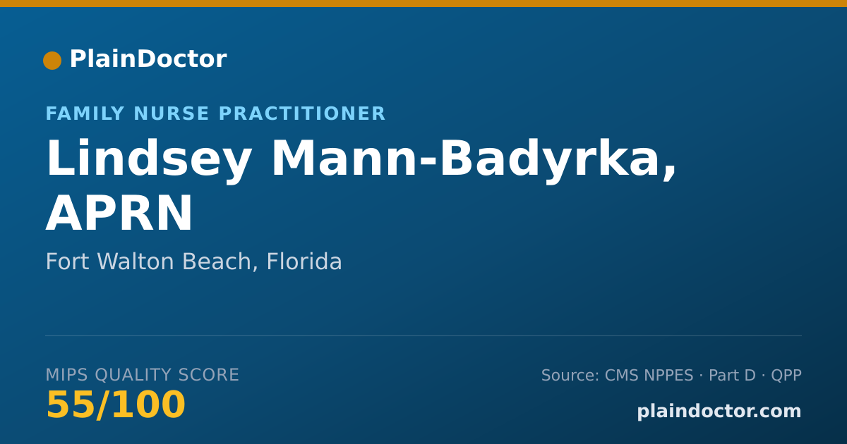 Shareable card for Lindsey Mann-Badyrka, APRN - Family Nurse Practitioner, Fort Walton Beach, FL