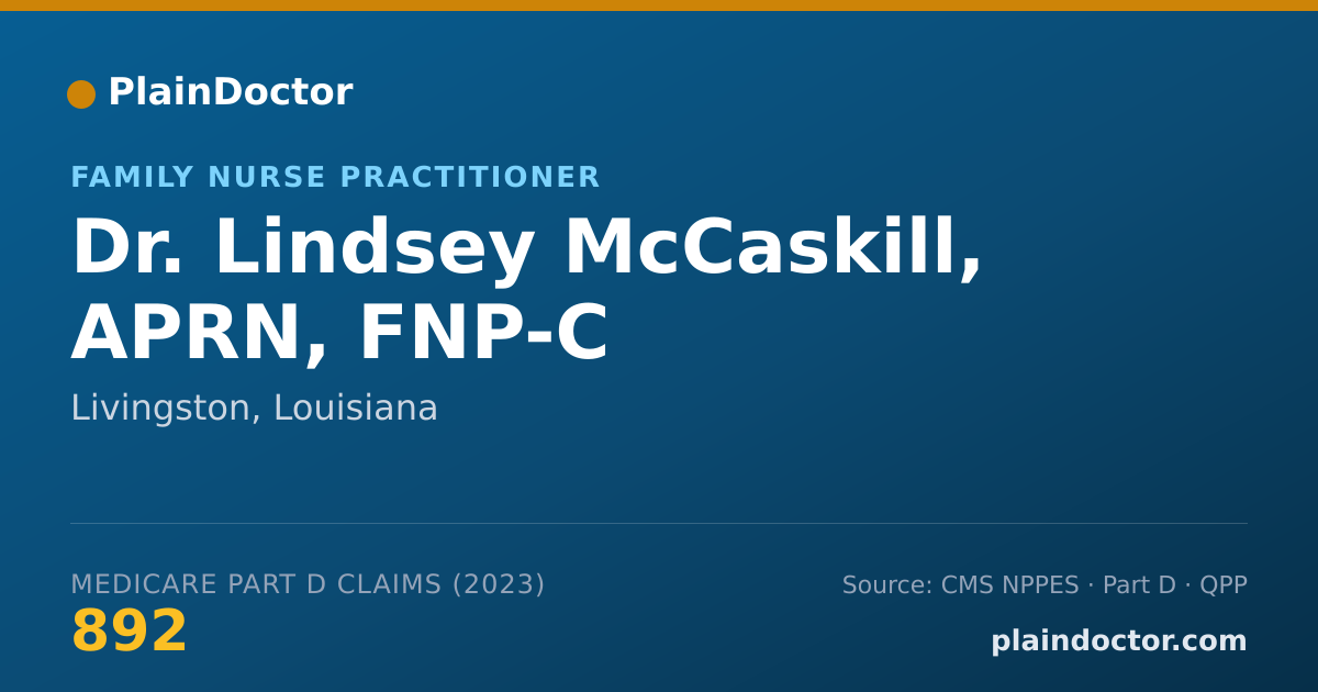 Shareable card for Lindsey McCaskill, APRN, FNP-C - Family Nurse Practitioner, Livingston, LA