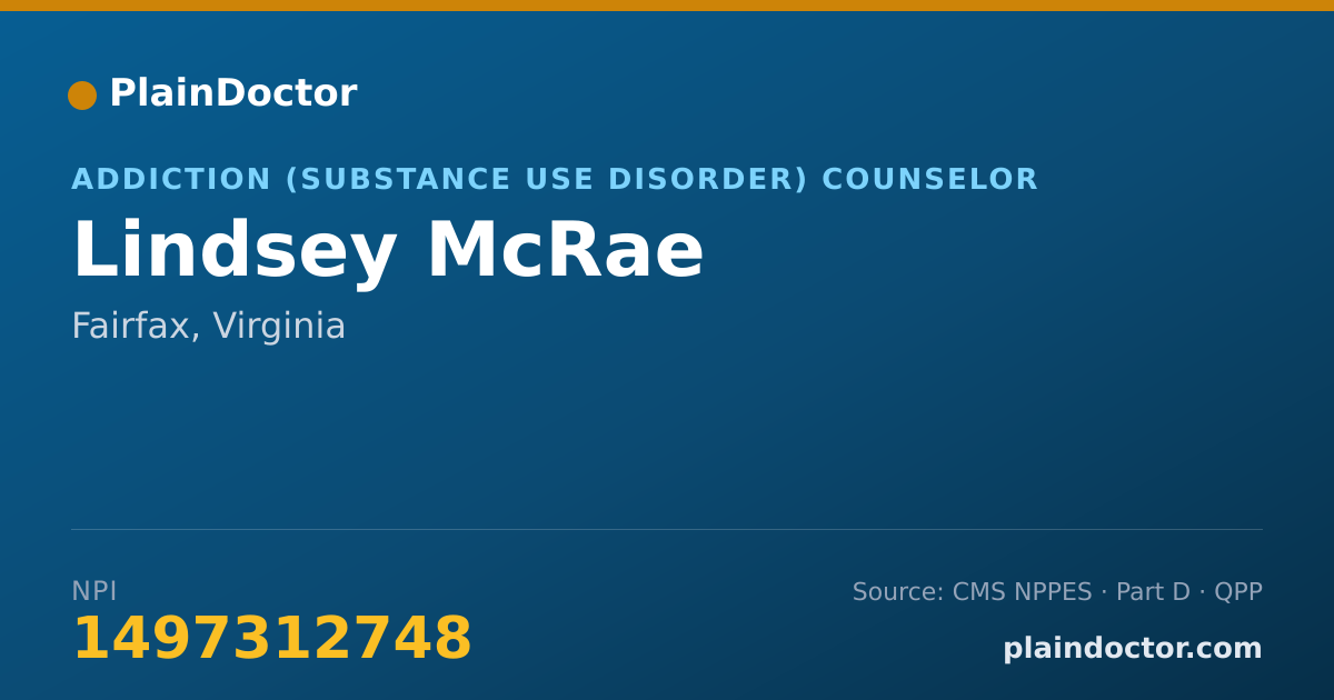 Shareable card for Lindsey McRae - Addiction (Substance Use Disorder) Counselor, Fairfax, VA