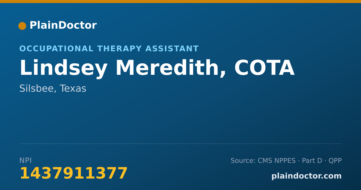 Shareable card for Lindsey Meredith, COTA - Occupational Therapy Assistant, Silsbee, TX