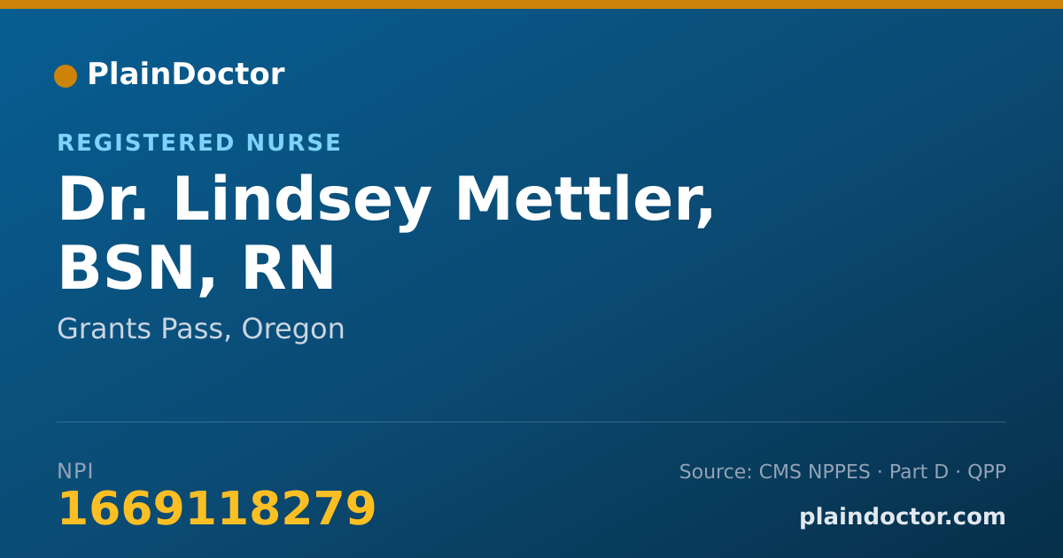 Shareable card for Lindsey Mettler, BSN, RN - Registered Nurse, Grants Pass, OR