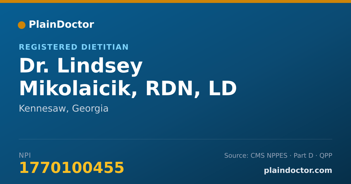 Shareable card for Lindsey Mikolaicik, RDN, LD - Registered Dietitian, Kennesaw, GA