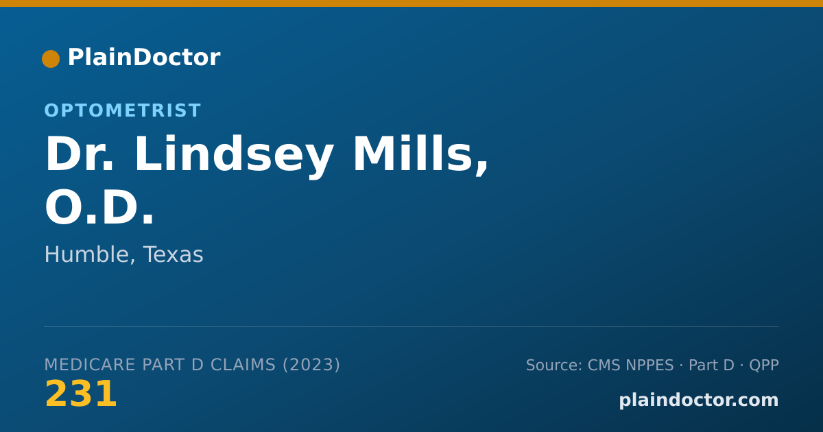 Shareable card for Lindsey Mills, O.D. - Optometrist, Humble, TX