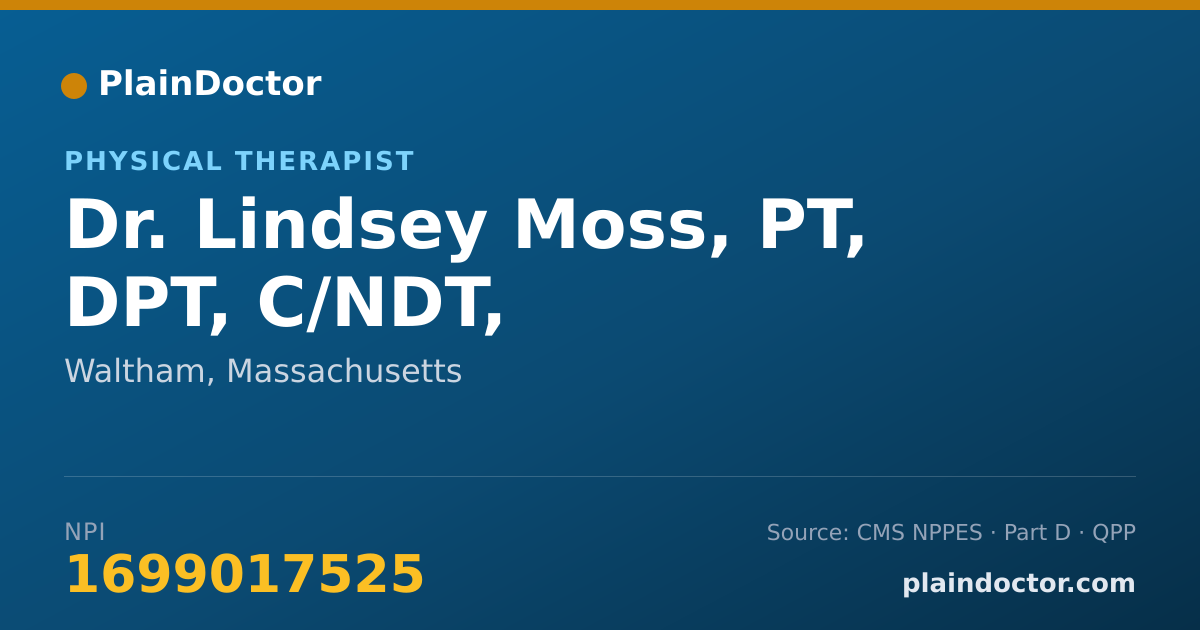 Shareable card for Lindsey Moss, PT, DPT, C/NDT, - Physical Therapist, Waltham, MA