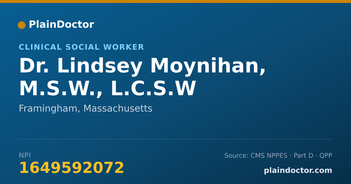 Shareable card for Lindsey Moynihan, M.S.W., L.C.S.W - Clinical Social Worker, Framingham, MA