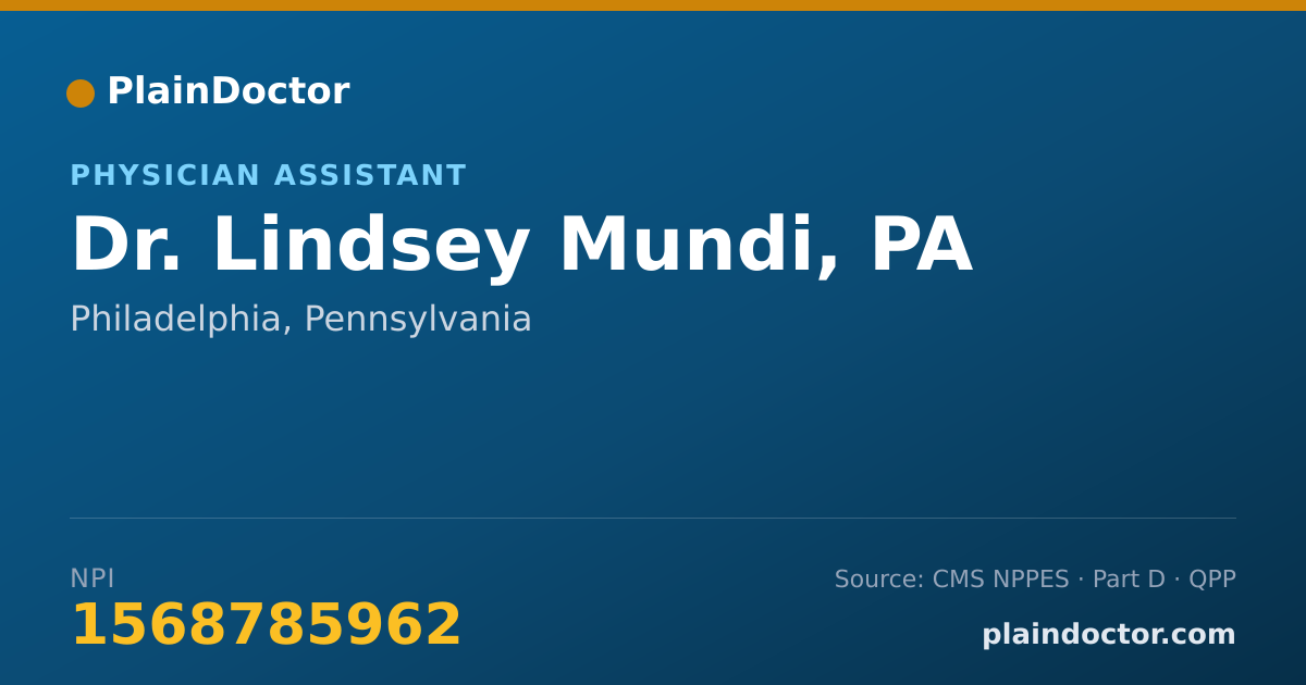 Shareable card for Lindsey Mundi, PA - Physician Assistant, Philadelphia, PA